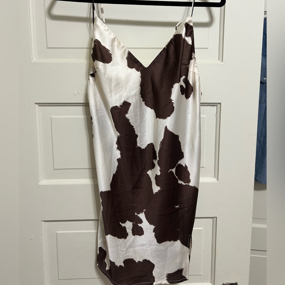 Silky Cow print Mini Slip Dress